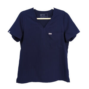 FIGS Navy Blue Catarina One-Pocket Scrub Top Short Sleeve Women's Medium
